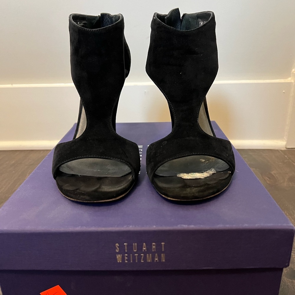 Stuart Weitzman Hotstuff Black Suede Sandals